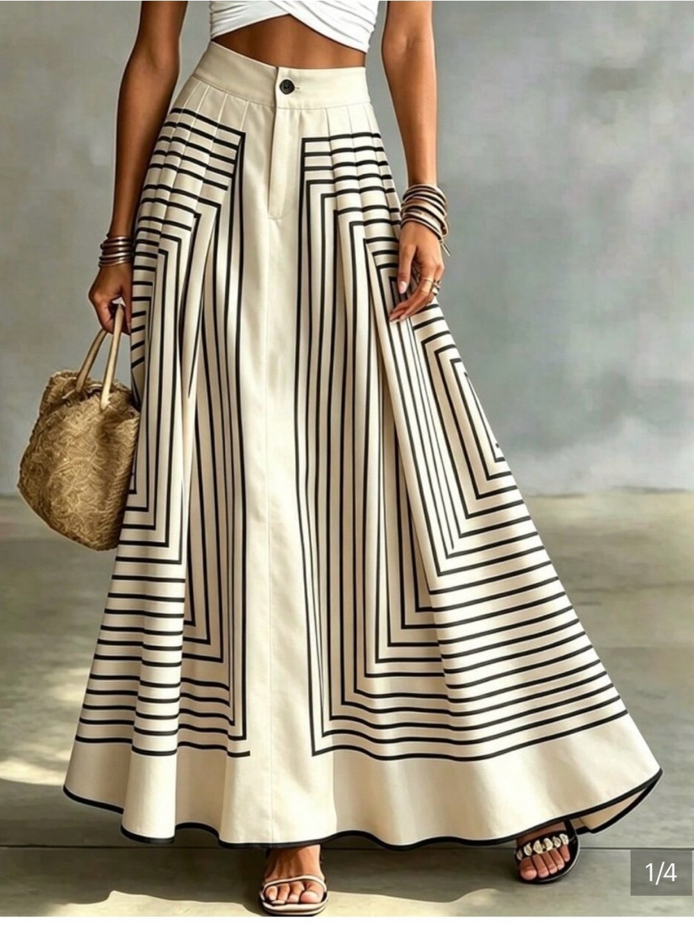 Multicolor Casual Women's Geometric Print Pleated Skirt
